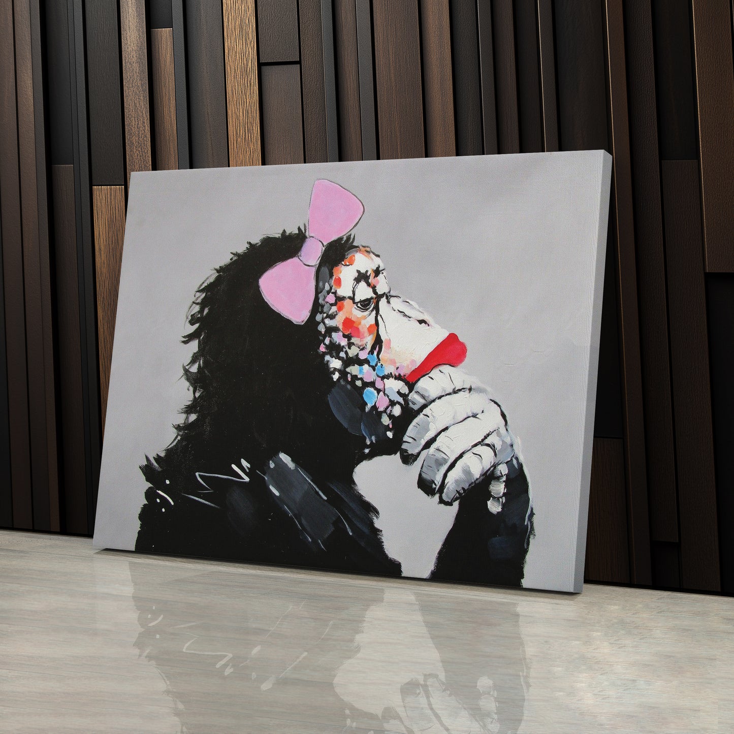 Banksy 'Female Monkey' Canvas Print - Framed Wall Art