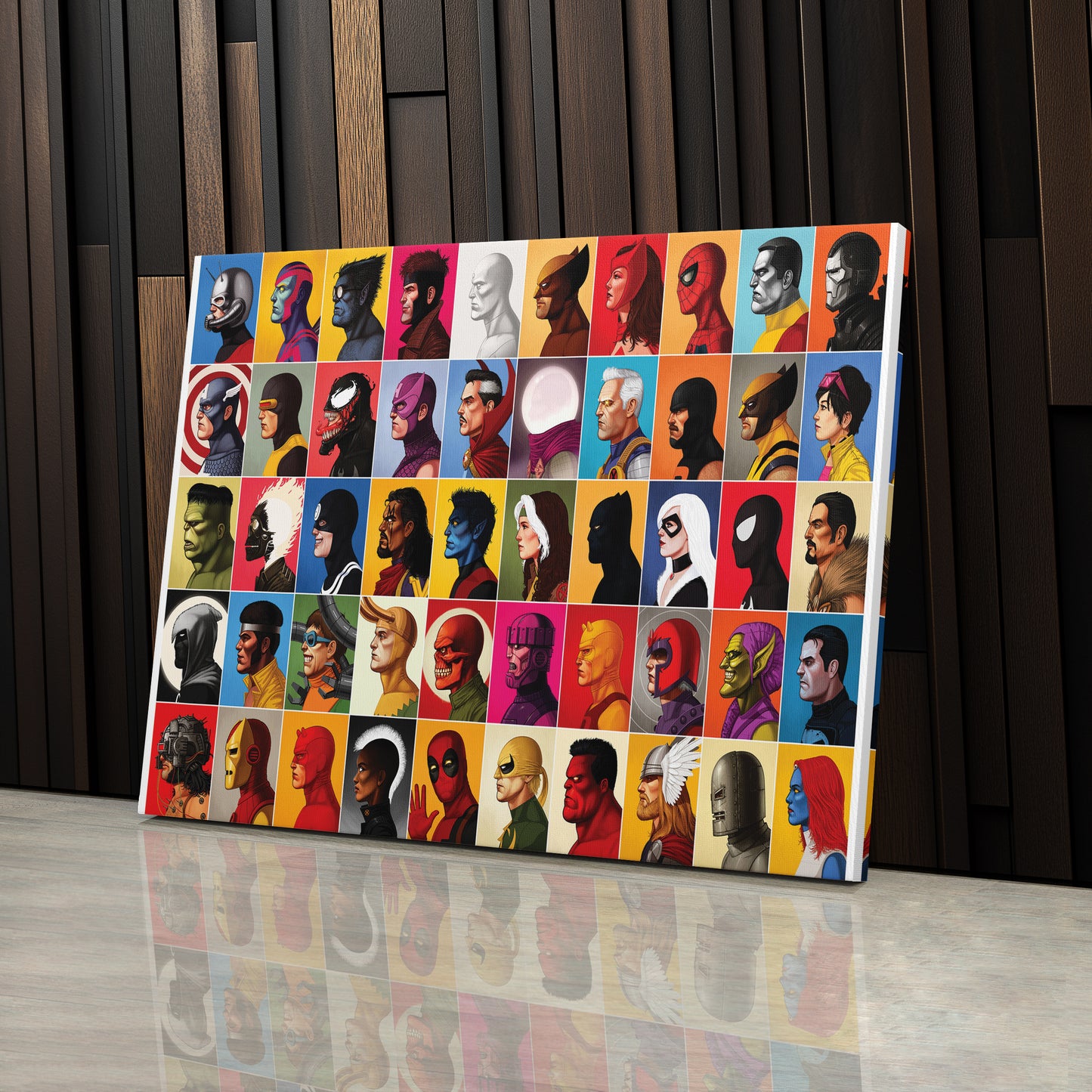 Marvel Headshots Canvas Art - Comic Book Hero Wall Decor