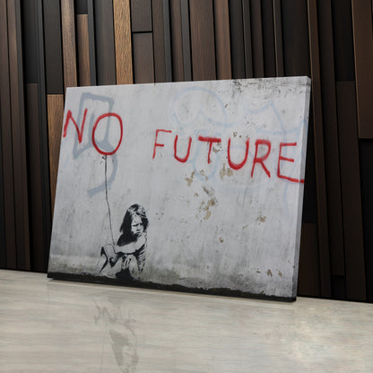Banksy 'No Future' Street Art Canvas Print - Framed Wall Decor