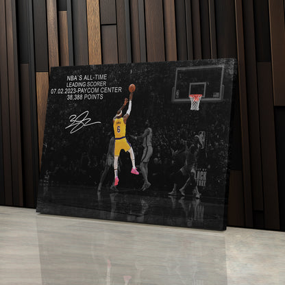 LeBron James All-Time Leading Scorer Canvas Wall Art Decor - NBA Legend Poster