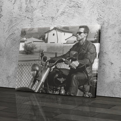 Arnold Schwarzenegger Terminator Movie Scene Canvas Print – Motorcycle Wall Art for Home & Office Decor