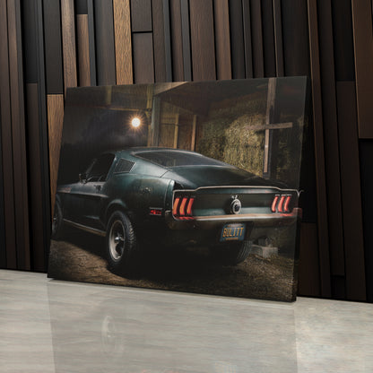 1968 Mustang Bullitt Canvas Wall Art – Iconic Muscle Car Decor