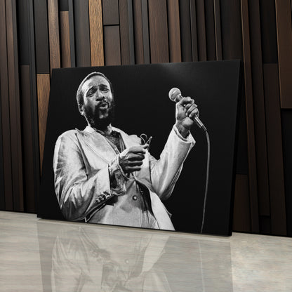 Marvin Gaye Black and White Canvas Art – Soul Singer Poster Wall Decor