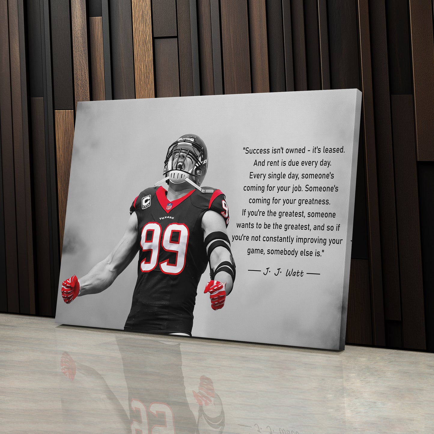 J.J. Watt Motivational Quote Canvas Wall Art Decor - NFL Legend Art