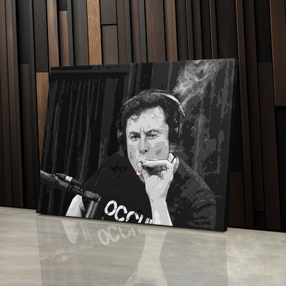 Elon Musk Smoking Canvas Wall Art – Entrepreneur Icon Print for Home