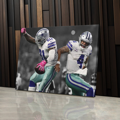 Dak and Zeke Dallas Cowboys Canvas Wall Art – NFL Legends Print for Home