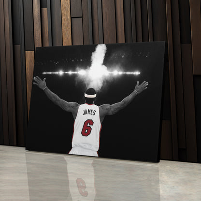 LeBron James Tosses Powder in the Air Miami Heat Canvas Wall Art Decor - NBA Superstar Art