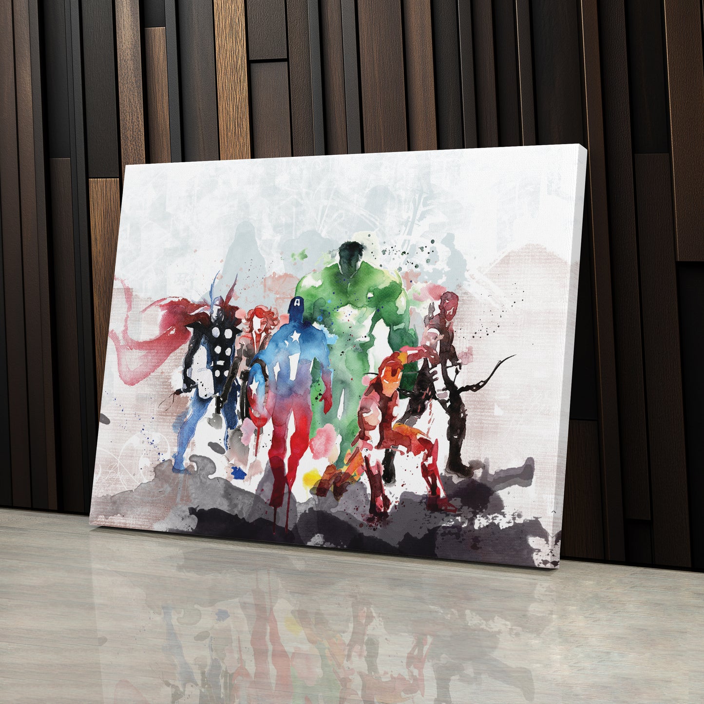 Marvel Avengers Superheroes - Watercolor Painting Canvas Wall Art Decor