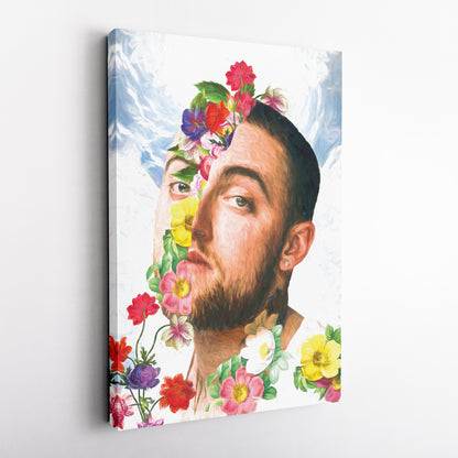 Mac Miller Floral Face Canvas Poster – Wall Art Framed Decor