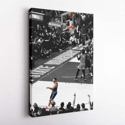 Stephen Curry No-Look Shot Canvas Art - NBA Golden State Warriors Decor