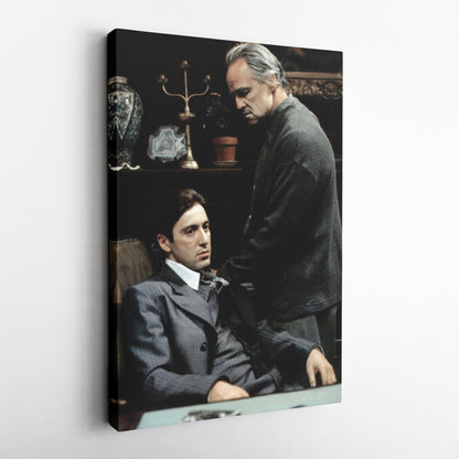 Godfather Marlon Brando and Al Pacino Canvas Wall Art – Mafia Movie Poster