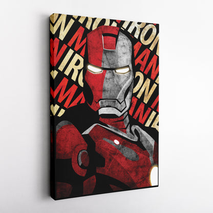 iron man helmet canvas panting Iron Man Marvel with Background Text