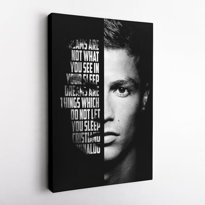 Cristiano Ronaldo Motivational Quote Canvas Wall Art Decor - Soccer Superstar Art