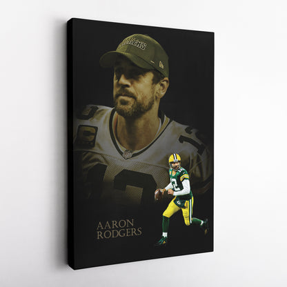 Aaron Rodgers Green Bay Packers NFL Canvas Wall Art - Framed Home Decor
