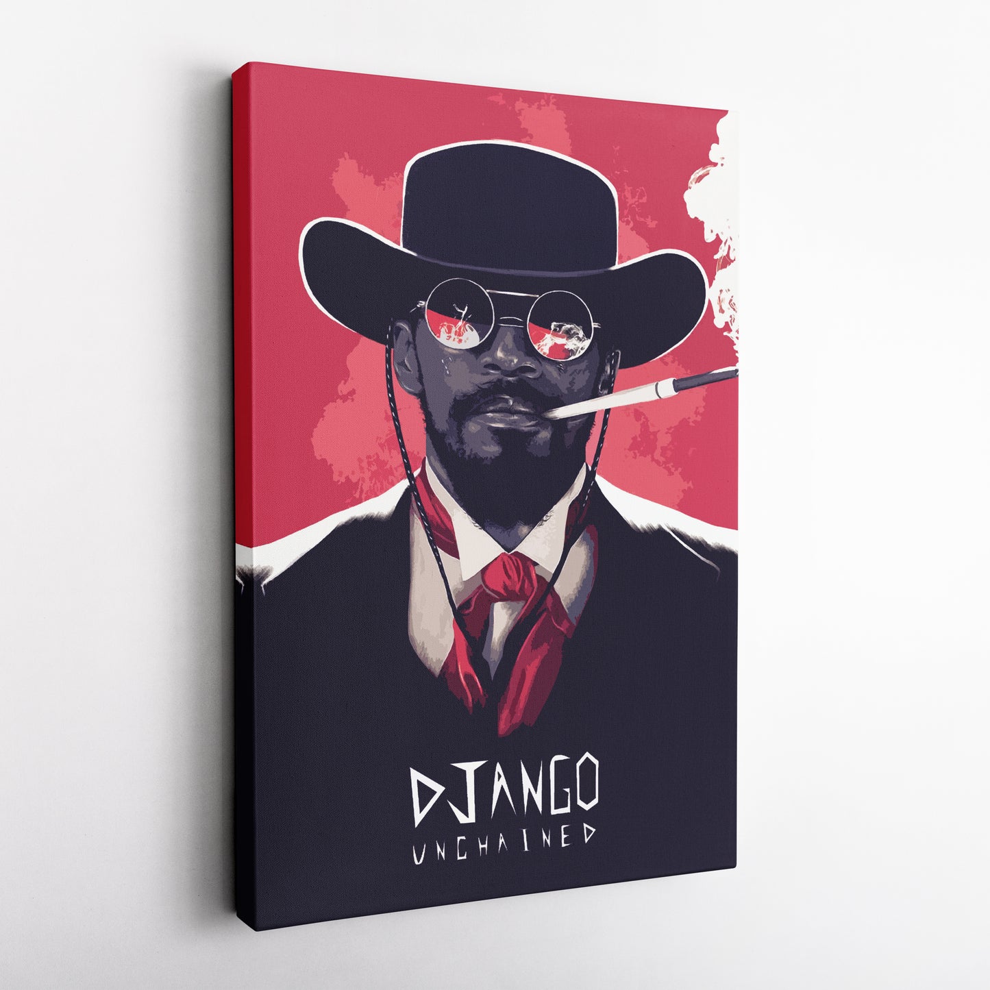 Django Unchained Illustration Canvas Wall Art – Western Movie Decor