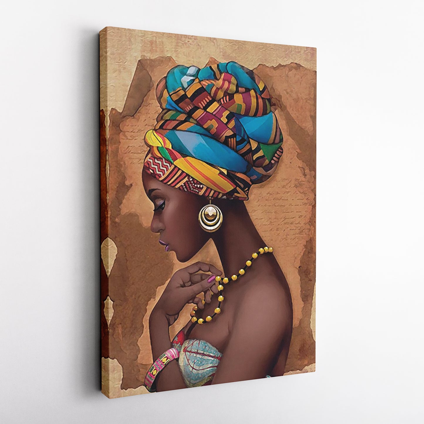 Girl with Yellow Necklace Canvas Wall Art – Beautiful Portrait Decor