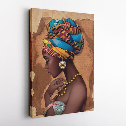 Girl with Yellow Necklace Canvas Wall Art – Beautiful Portrait Decor