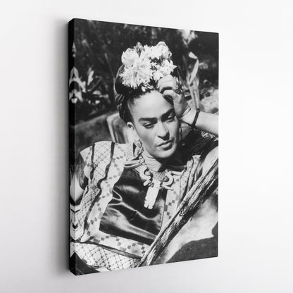 Frida Kahlo Black and White Canvas Wall Art – Iconic Art Print