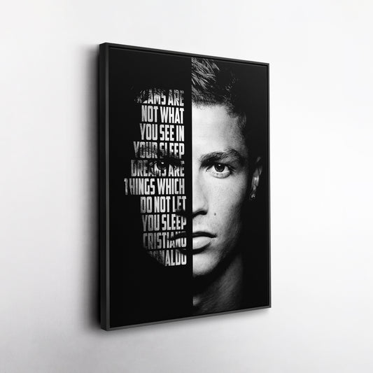 Cristiano Ronaldo Motivational Quote Canvas Wall Art Decor - Soccer Superstar Art