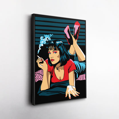 Pulp Fiction Uma Thurman Illustration Canvas Art – Cinematic Art Lovers Decor