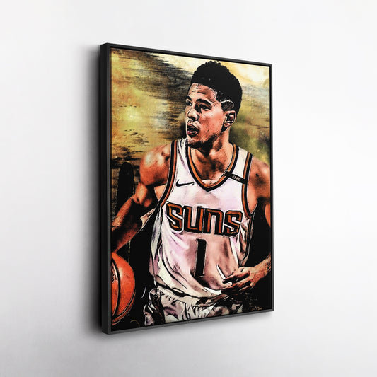 Devin Booker Phoenix Suns Canvas Wall Art – Basketball Star Print for Home