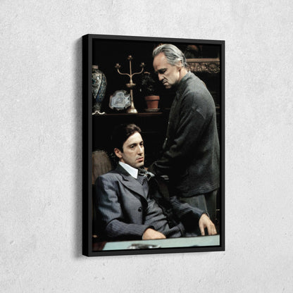 Godfather Marlon Brando and Al Pacino Canvas Wall Art – Mafia Movie Poster