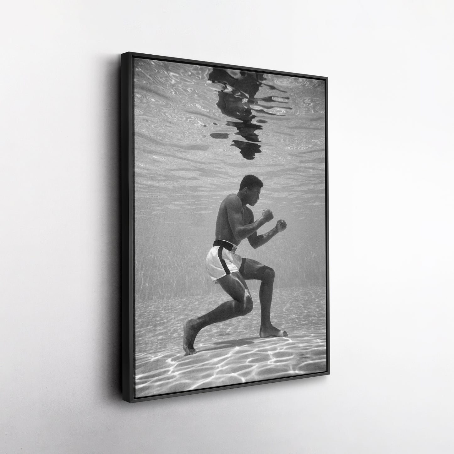 Muhammad Ali Underwater - Black and White Canvas Wall Art Decor
