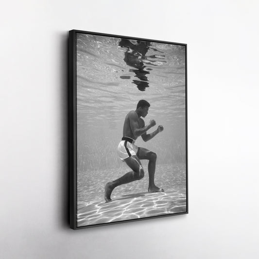 Muhammad Ali Underwater - Black and White Canvas Wall Art Decor