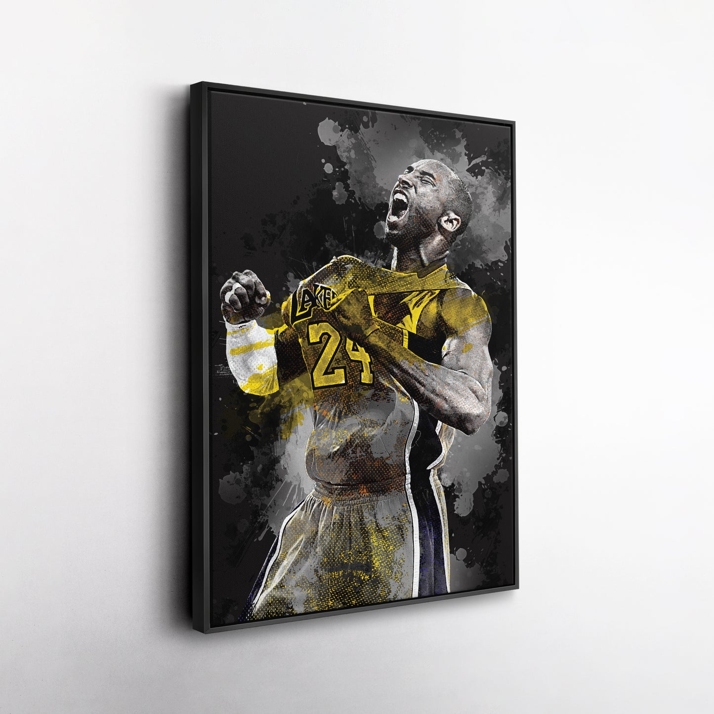 Kobe Bryant Splash Effect Canvas Wall Art – Legendary NBA Action