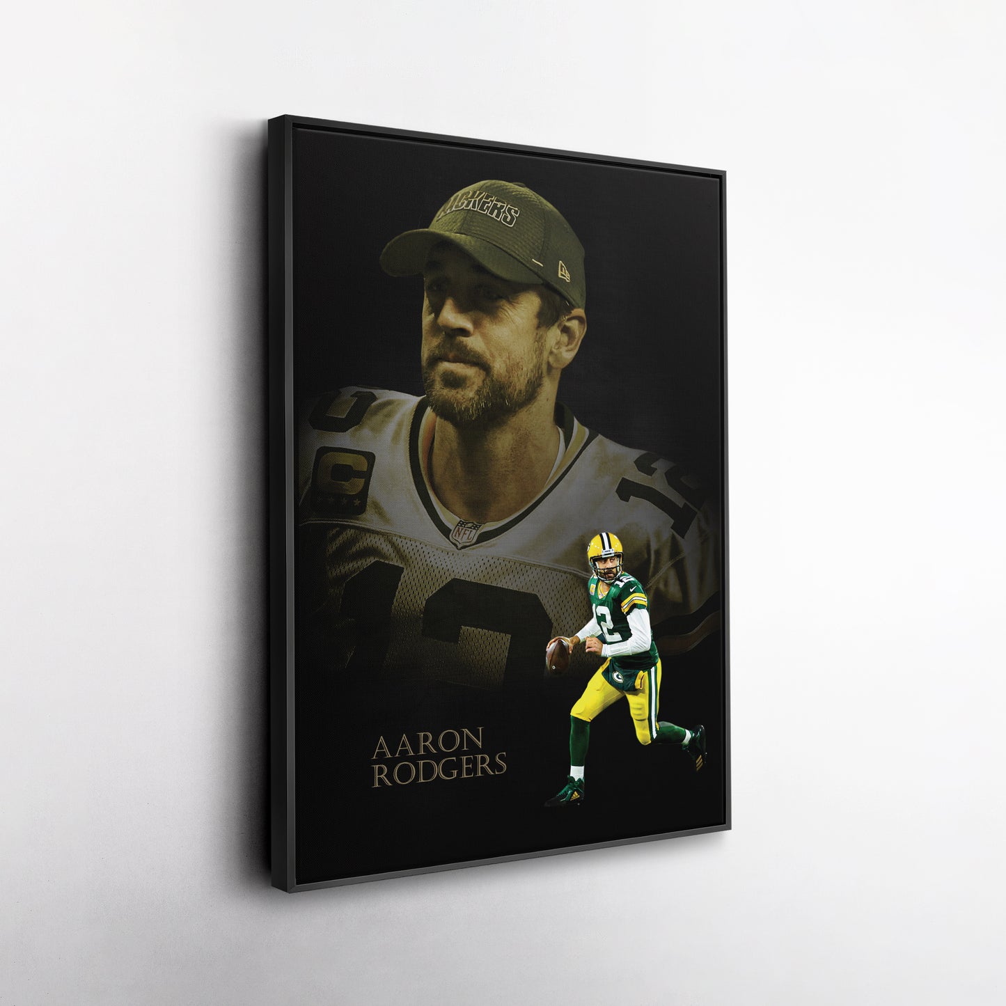 Aaron Rodgers Green Bay Packers NFL Canvas Wall Art - Framed Home Decor
