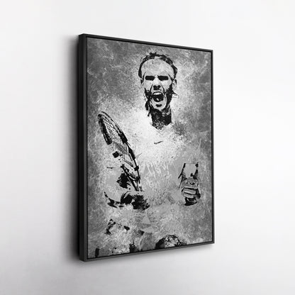 Rafael Nadal Tennis Canvas Art – Grunge Texture Sports Legend Decor