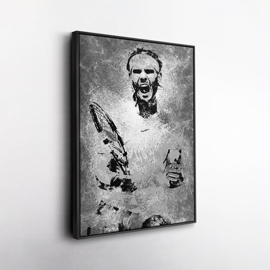 Rafael Nadal Tennis Canvas Art – Grunge Texture Sports Legend Decor