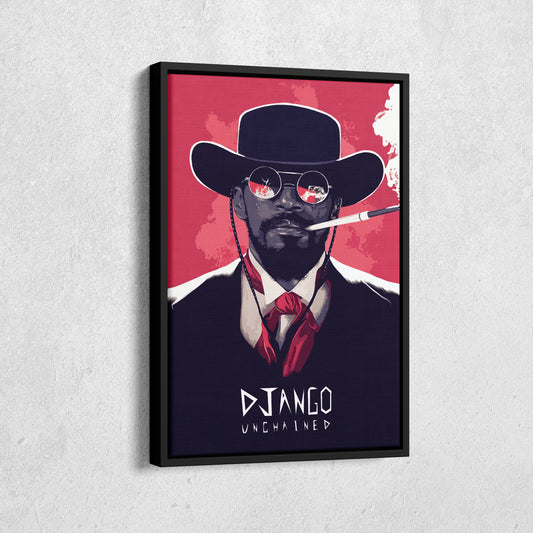 Django Unchained Illustration Canvas Wall Art – Western Movie Decor