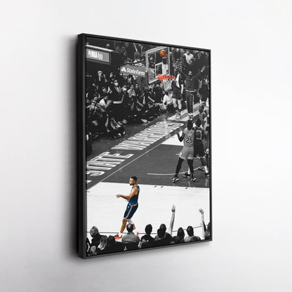 Stephen Curry No-Look Shot Canvas Art - NBA Golden State Warriors Decor