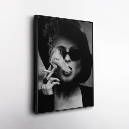 Fight Club Marla Singer Smoking Canvas Wall Art – Movie Scene Poster