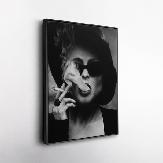 Fight Club Marla Singer Smoking Canvas Wall Art – Movie Scene Poster