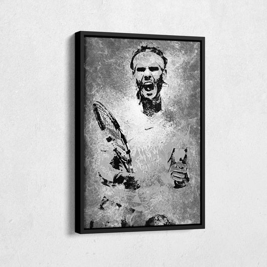 Rafael Nadal Tennis Canvas Art – Grunge Texture Sports Legend Decor