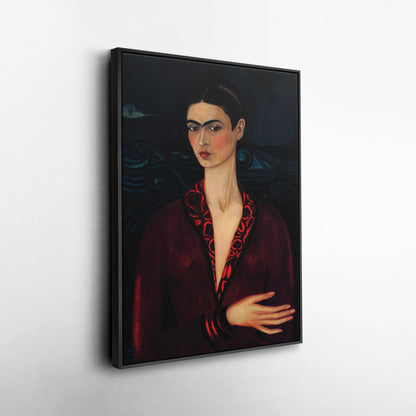 Frida Kahlo Red Dress Canvas Wall Art – Vibrant Painter's Portrait