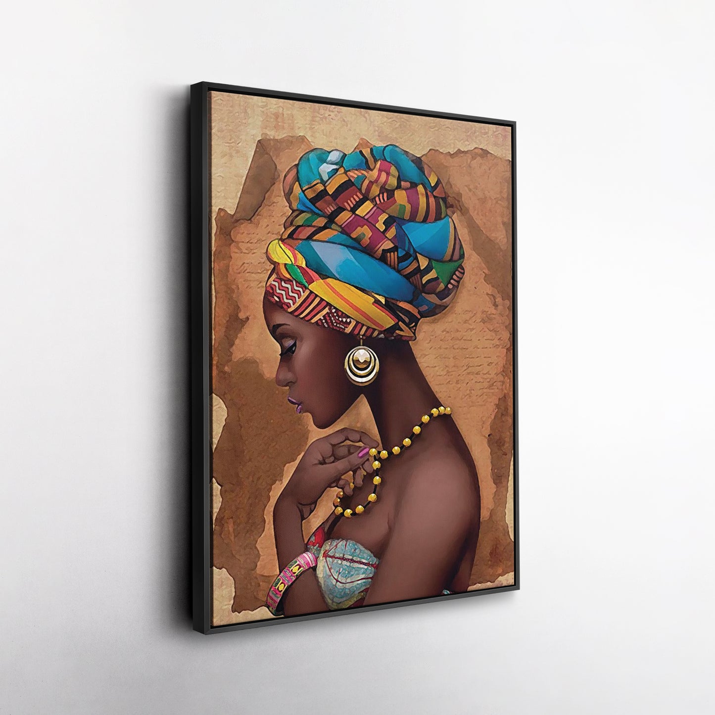 Girl with Yellow Necklace Canvas Wall Art – Beautiful Portrait Decor