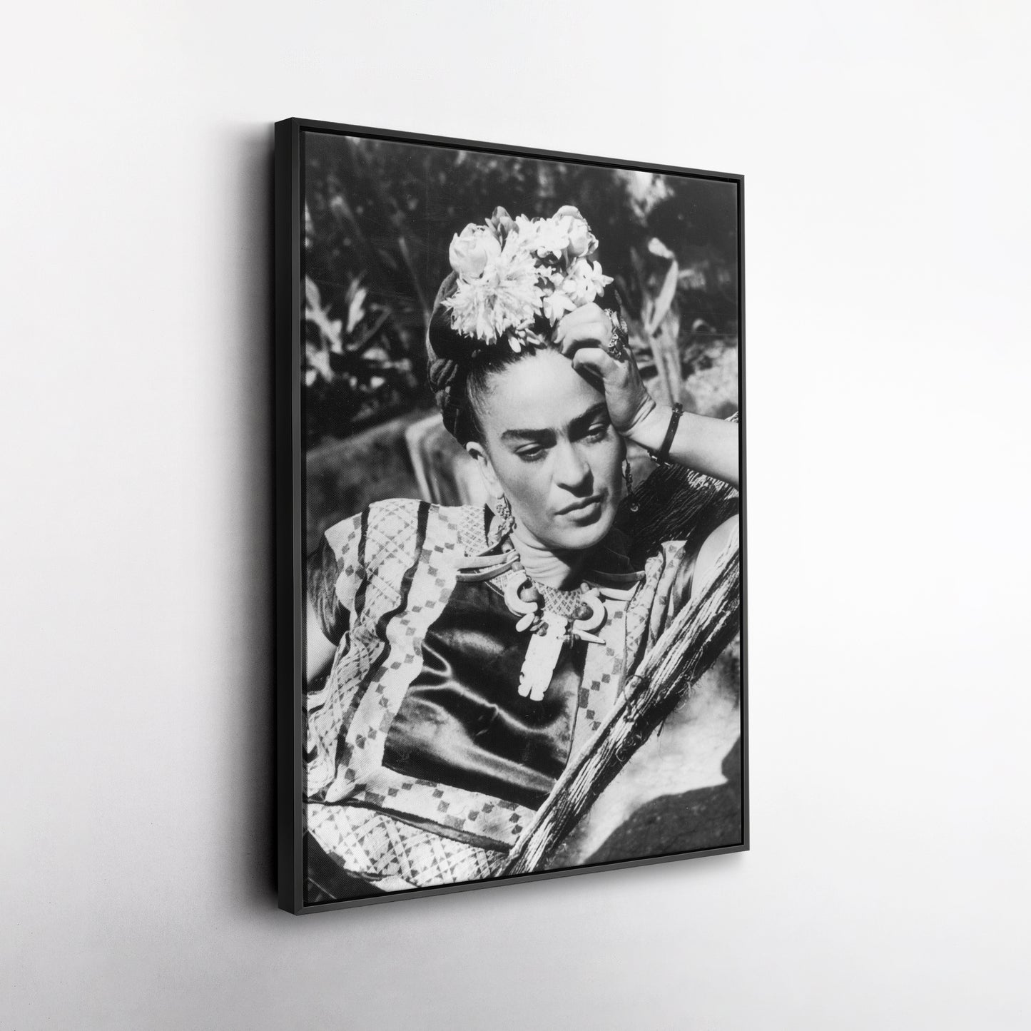 Frida Kahlo Black and White Canvas Wall Art – Iconic Art Print