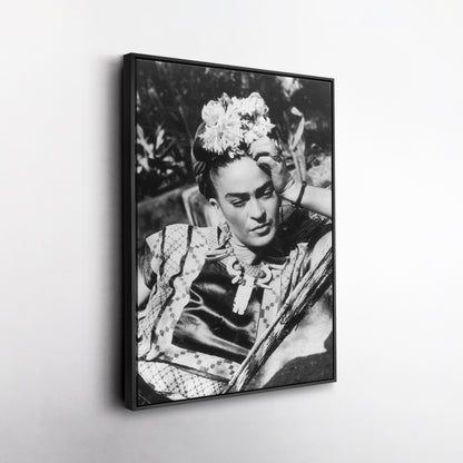 Frida Kahlo Black and White Canvas Wall Art – Iconic Art Print