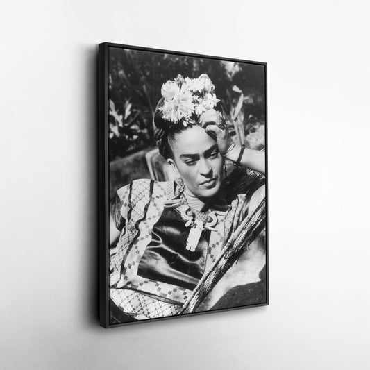 Frida Kahlo Black and White Canvas Wall Art – Iconic Art Print