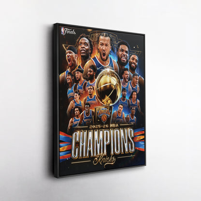 New York Knicks 2025-26 NBA Champions Canvas Print Basketball Wall Art Decor