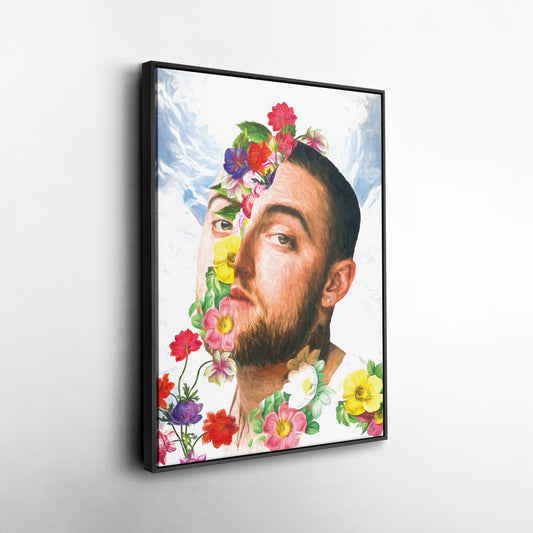 Mac Miller Floral Face Canvas Poster – Wall Art Framed Decor