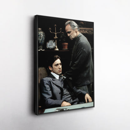 Godfather Marlon Brando and Al Pacino Canvas Wall Art – Mafia Movie Poster
