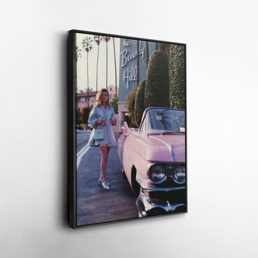 Vintage Car Beverly Hills Poster – Canvas Wall Art Print Home Decor