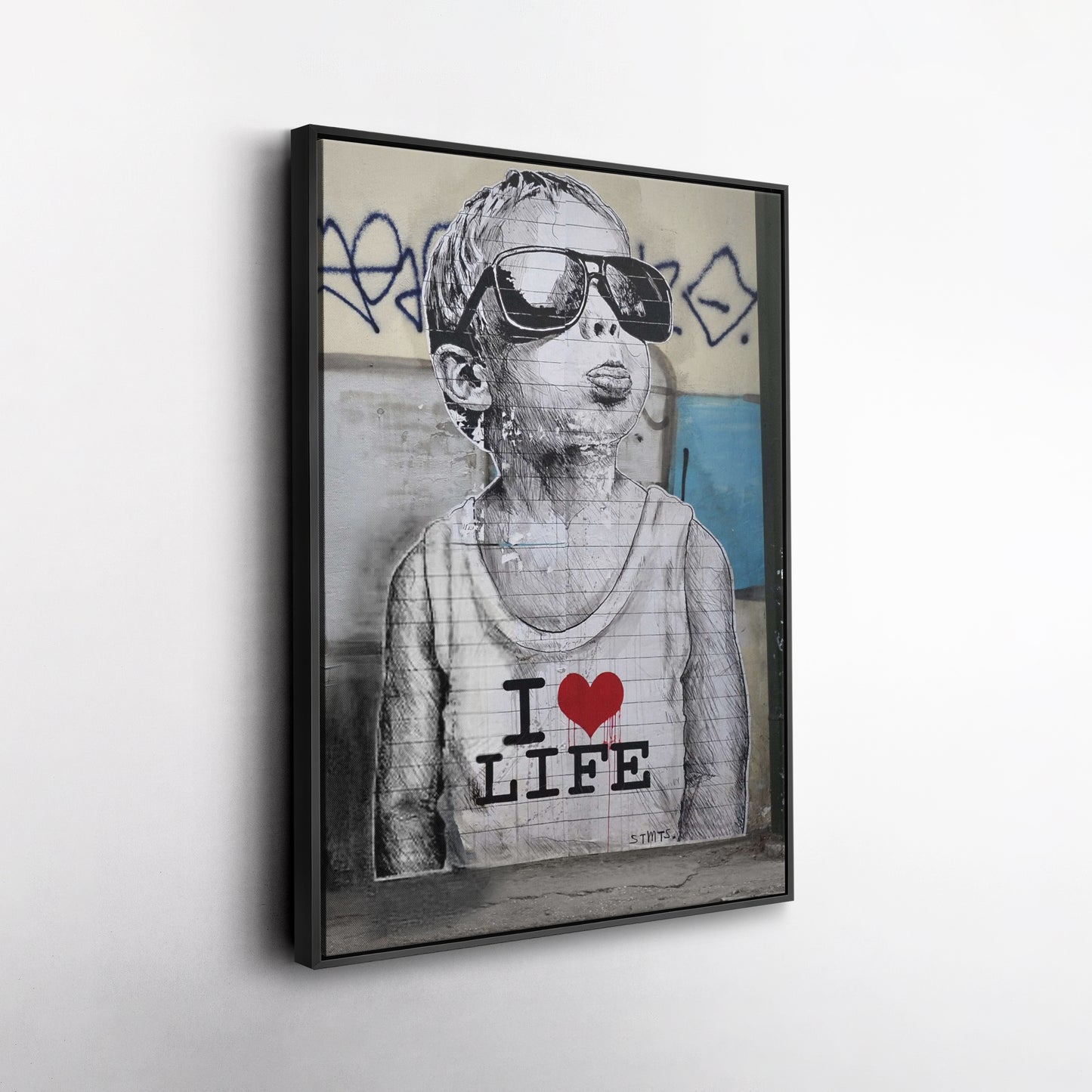 Banksy 'I Love Life' Canvas Print - Framed Wall Art