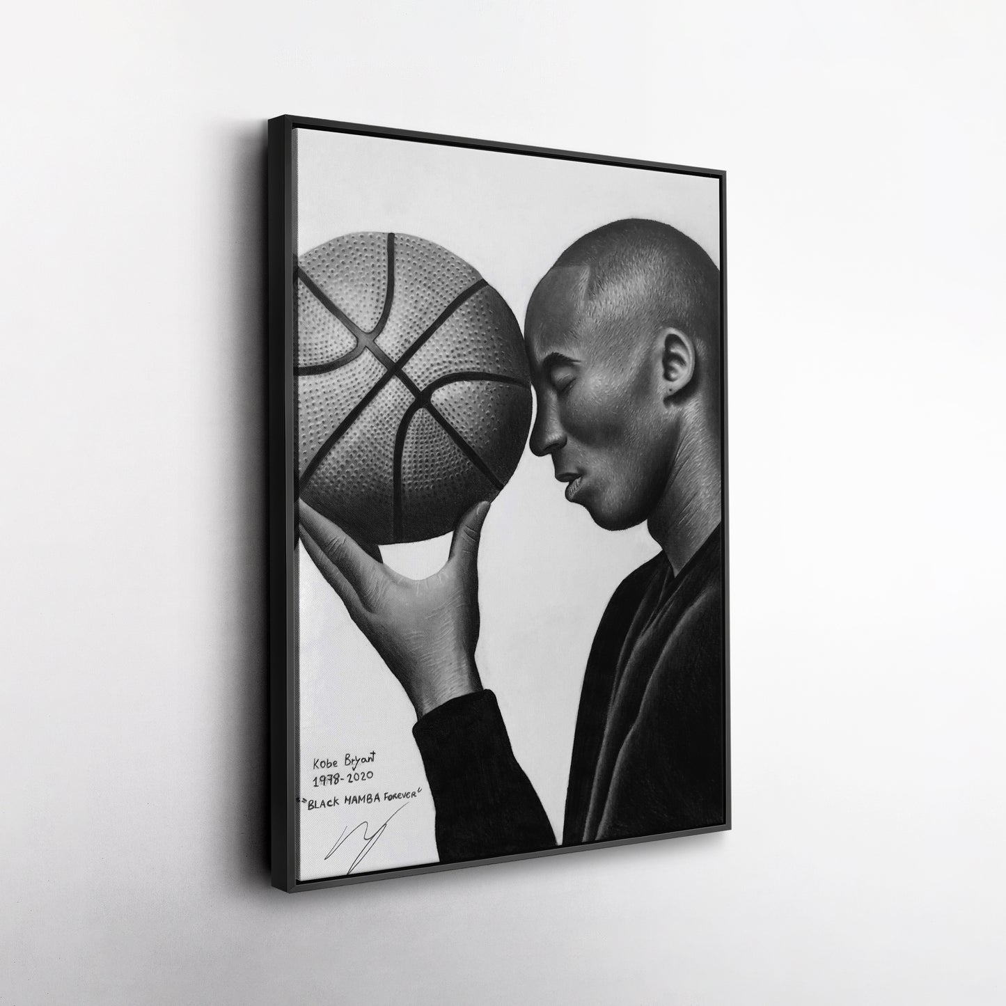 Kobe Bryant Black and White Basketball Canvas Wall Art – Iconic Dunk