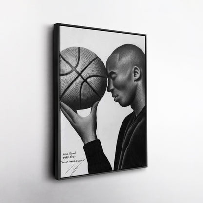 Kobe Bryant Black and White Basketball Canvas Wall Art – Iconic Dunk
