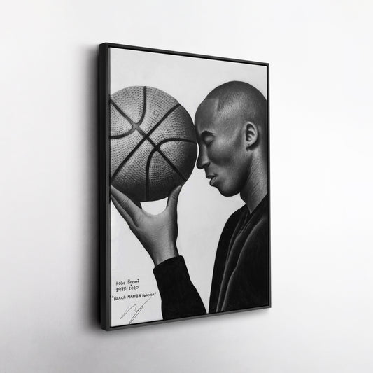 Kobe Bryant Black and White Basketball Canvas Wall Art – Iconic Dunk